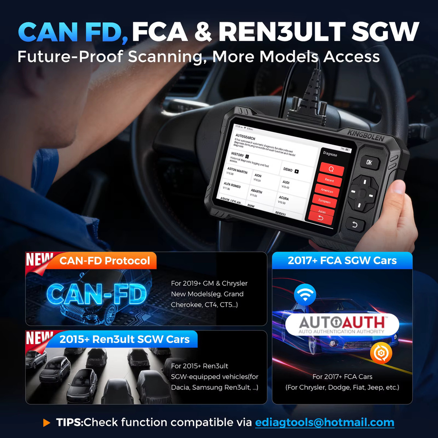 KINGBOLEN S6 Elite Vollsystem-Diagnosegerät in Schwarz mit bidirektionalem Scan-Tool, CANFD-Unterstützung, Auto-VIN-Scan und 15+ Reset-Funktionen als OBD2 Codeleser - Bild 4