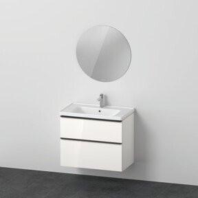 Duravit D-Neo Möbel-Set für das Badezimmer mit Waschtisch-Unterbau und Universal Licht Spiegel in Weiß Hochglanz, Breite: 80 cm - Bild 1