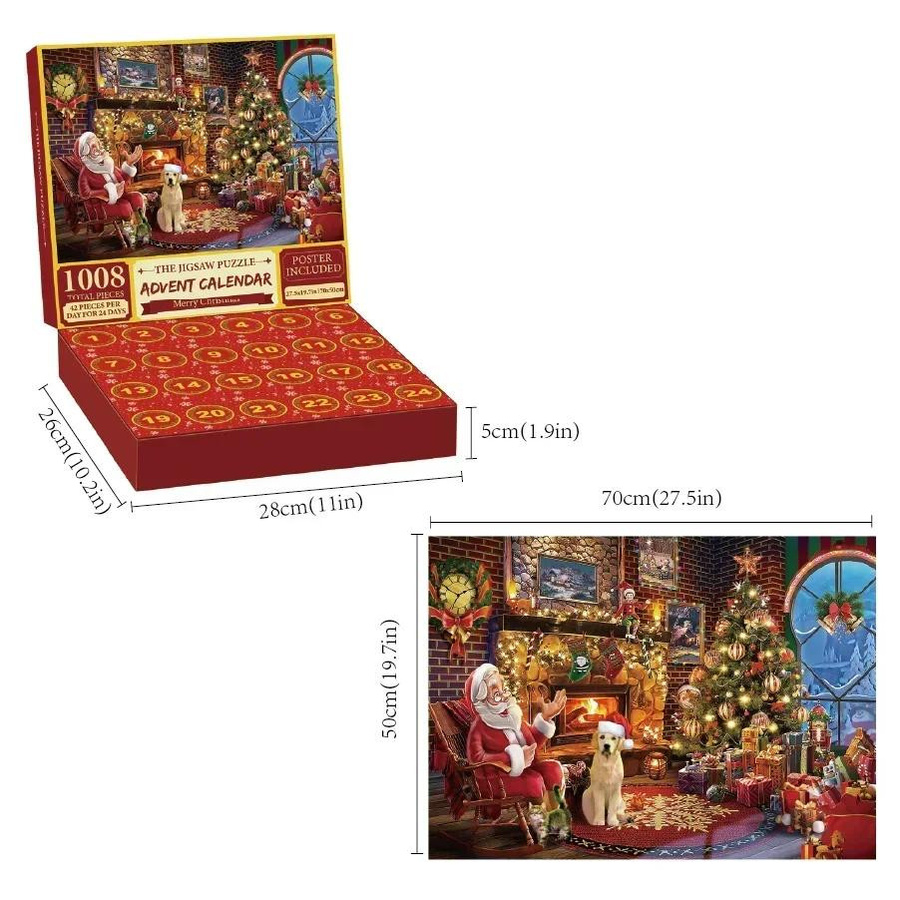 Yiran toy Puzzle Frohe Weihnachten Adventskalender 1.008 Teile ab 3 Jahren - Bild 5