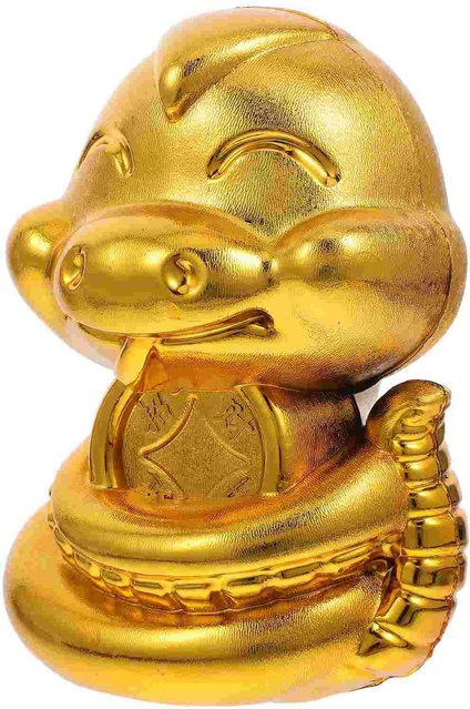 Goldenes Sparschwein Schlange aus Kunststoff als Glücksbringer für dein Sternzeichen - Bild 1