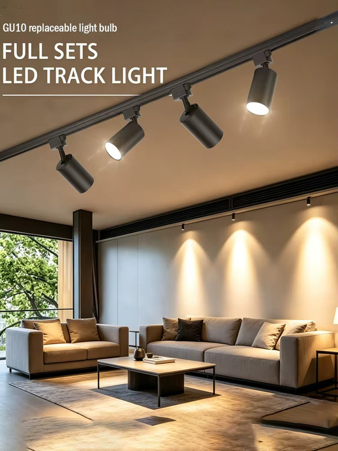 LANGYUE LED-Schienensystem Spotlight-Set in Schwarz aus Aluminium für Wohnzimmer und Küche mit GU10 Reflektor - Bild 6