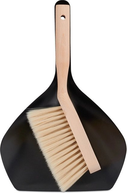 Relaxdays Kehrgarnitur aus Holz und Metall in Schwarz mit Handfeger, B/T/H: 33 x 21,5 x 6 cm - Bild 1