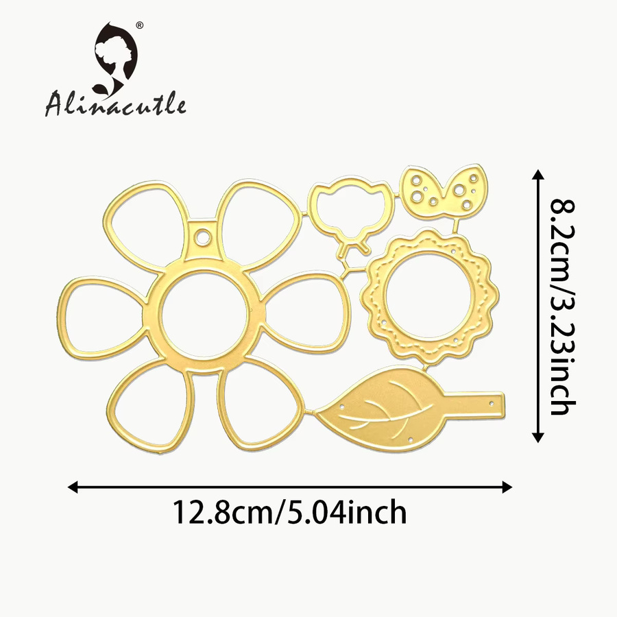 Alinacutle Blumen-Süßigkeitshalter Stanzform aus Metall in Gold für DIY-Papierhandwerk und Grußkarten - Bild 2