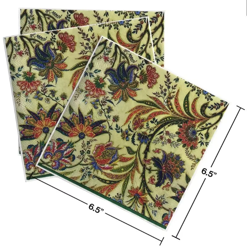 GUANYAO 20er Set Einweg Servietten im Boho-Stil, 2-lagige bunte Party-Servietten mit floralem Design, Durchmesser: 33 cm - Bild 4