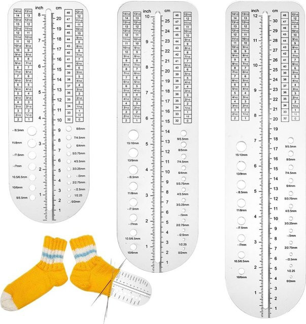 3er-Set Socken-Lineal aus transparentem Acryl für Häkeln und Stricken, Nadelmessgerät und Sockenblocker in 8, 10 und 12 Zoll - Bild 1