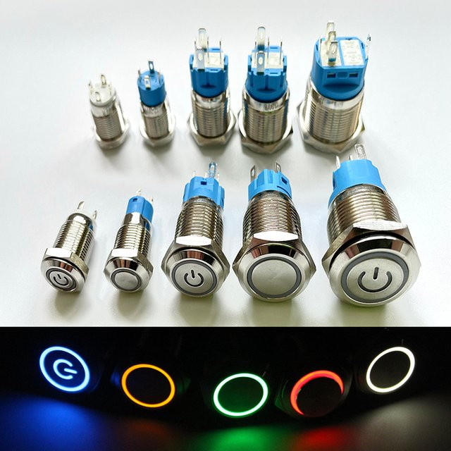 WELDSEEN Drucktaster Momentan Einrastend mit LED-Licht Gelb Durchmesser: 12 mm, 16 mm, 19 mm, 22 mm - Bild 1