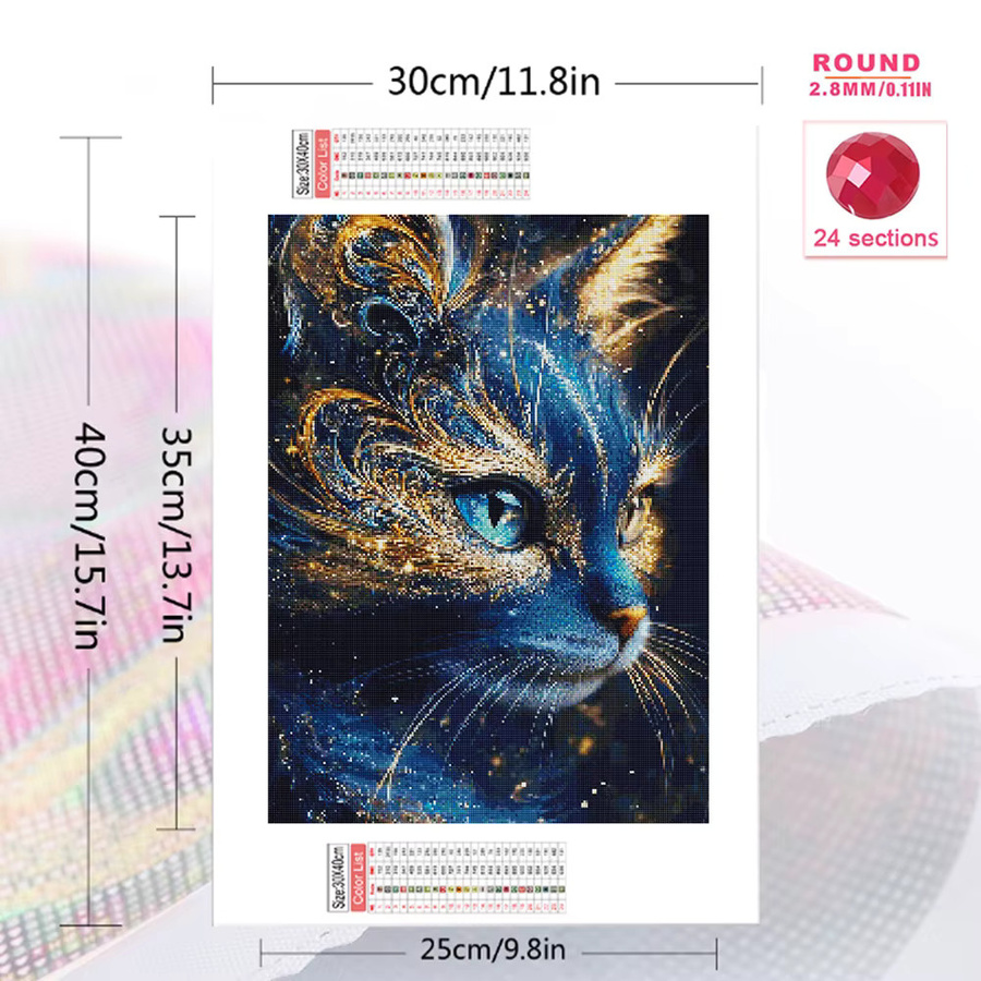 Momoart DIY Diamantmalerei Katze als Acryl-Bastelset mit buntem Diamantmosaik für moderne Wandkunst - Bild 2