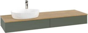 V&B Waschtischunterschrank Antao ohne Frontstruktur, Wandmontage, Eiche Honig und Blätterrau, B/T/H: 160 x 50 x 60 cm - Bild 1