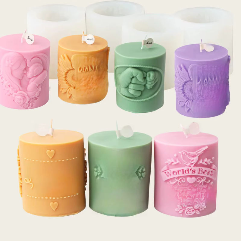Silikon Kerzenform Säulenform mit Sonnenblumen Relief für Muttertag und Thanksgiving, mehrfarbig - Bild 6