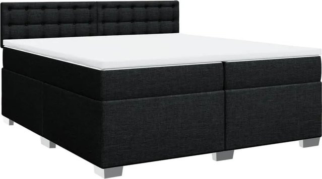 vidaXL Boxspringbett mit Matratze in Schwarz, Hybrid-Bett mit Taschenfederkern aus Stoff und Schaumstoff, B/T: 200 x 200 cm - Bild 1