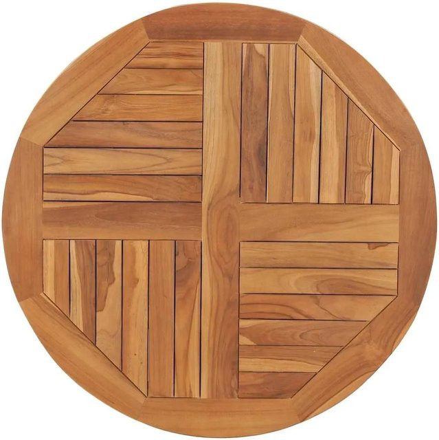 vidaXL Tischplatte aus Massivholz Teak Rund, Braun, Durchmesser: 80 cm, Höhe: 2,5 cm - Bild 1