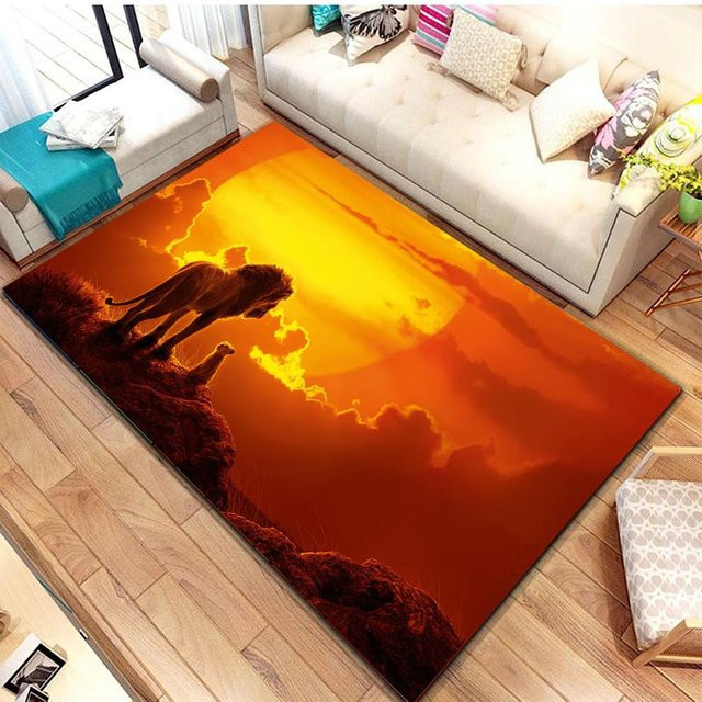 Verspielter Teppich im Savannen-Stil mit Tier-Motiv in Orange, B/B: 60 x 90 cm - Bild 1