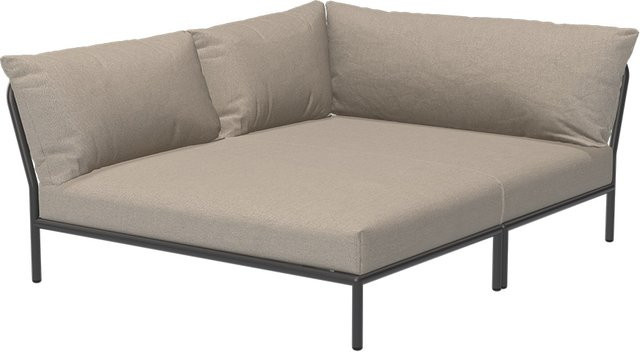 Houe LEVEL 2 Lounge Ecke Cozy Corner links in Ash, moderne L-Form Gartenmöbel mit Stoffbezug und Metallrahmen, Farbe: Grau/Beige - Bild 1