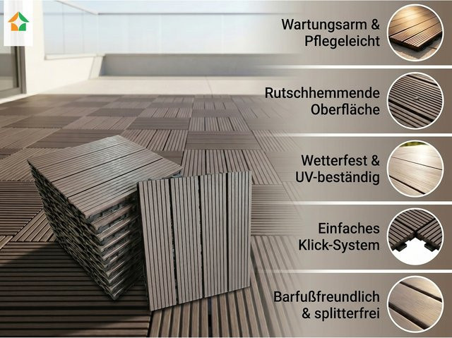 WPC Terrassenfliesen MAURICE Kaffeebraun B/T/H: 30 x 30 x 0 cm - Bild 1