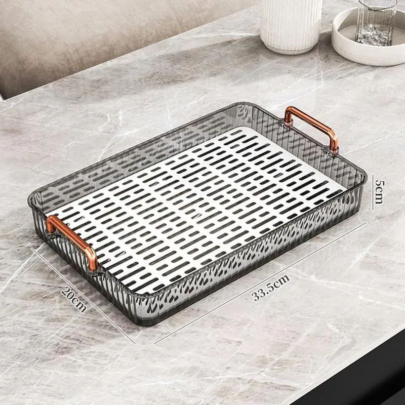 Bestbags Serviertablett aus Kunststoff in Transparent mit modernem geometrischem Design und Griff für Tee und Küche - Bild 1