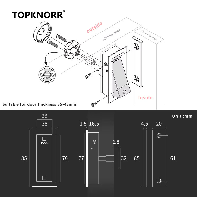 TOP KNORR Schiebetürschloss für Scheunentüren in Grau mit integrierter Vorhängeschloss-Funktion - Bild 4