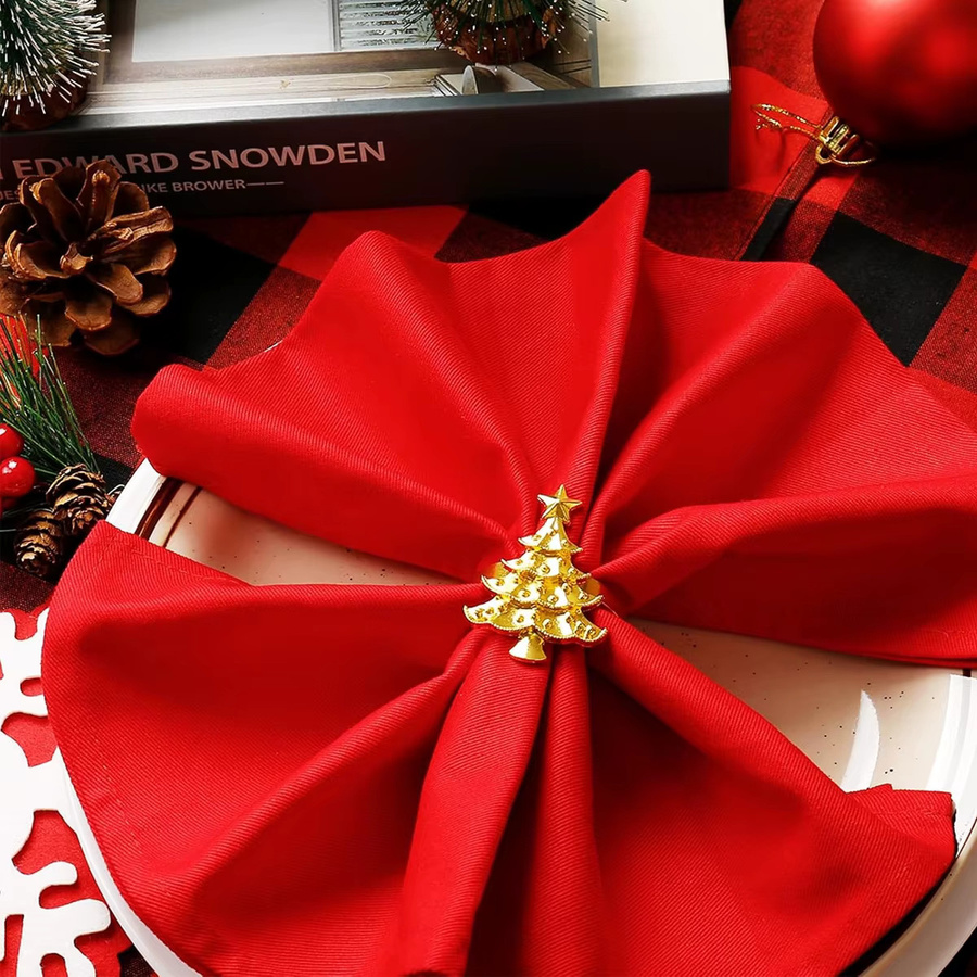 6-teiliges Leeseph Serviettenringe-Set aus Metall mit Hanfseil in Gold und Silber für Weihnachten, Winter und Hochzeiten - Bild 2