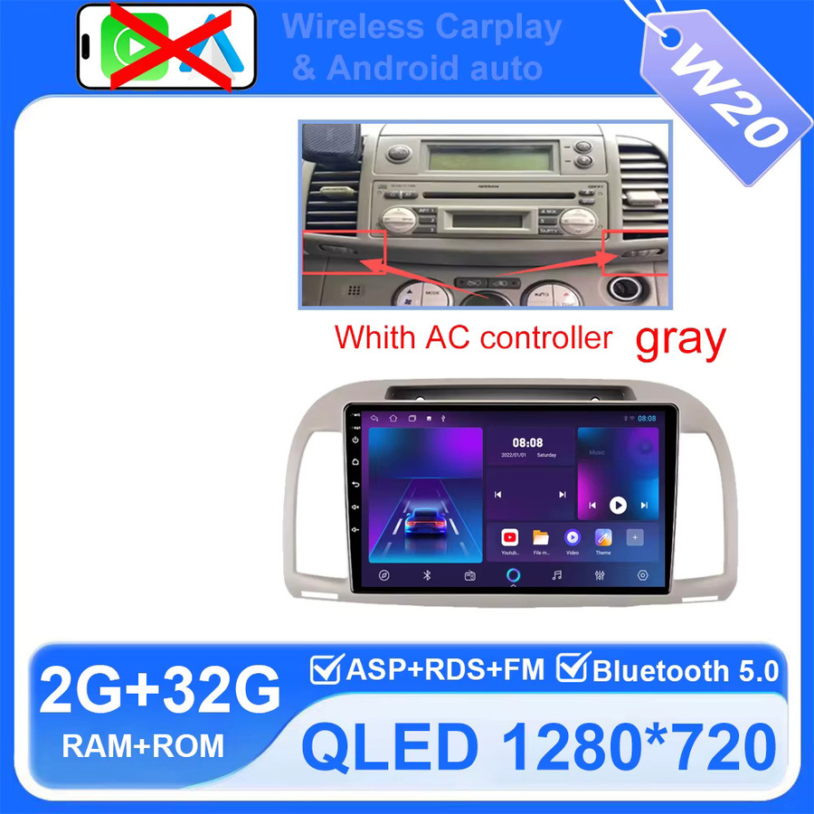 Nevegetor Android Autoradio mit GPS-Navigation, Wireless CarPlay und Android Auto, Schwarz, für Nissan March Micra K12 2002-2010 - Bild 6