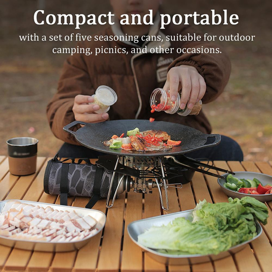 Tragbares Outdoor Camping Gewürzflaschen-Set aus transparentem Material zum Spleißen für Picknick und Barbecue - Bild 7