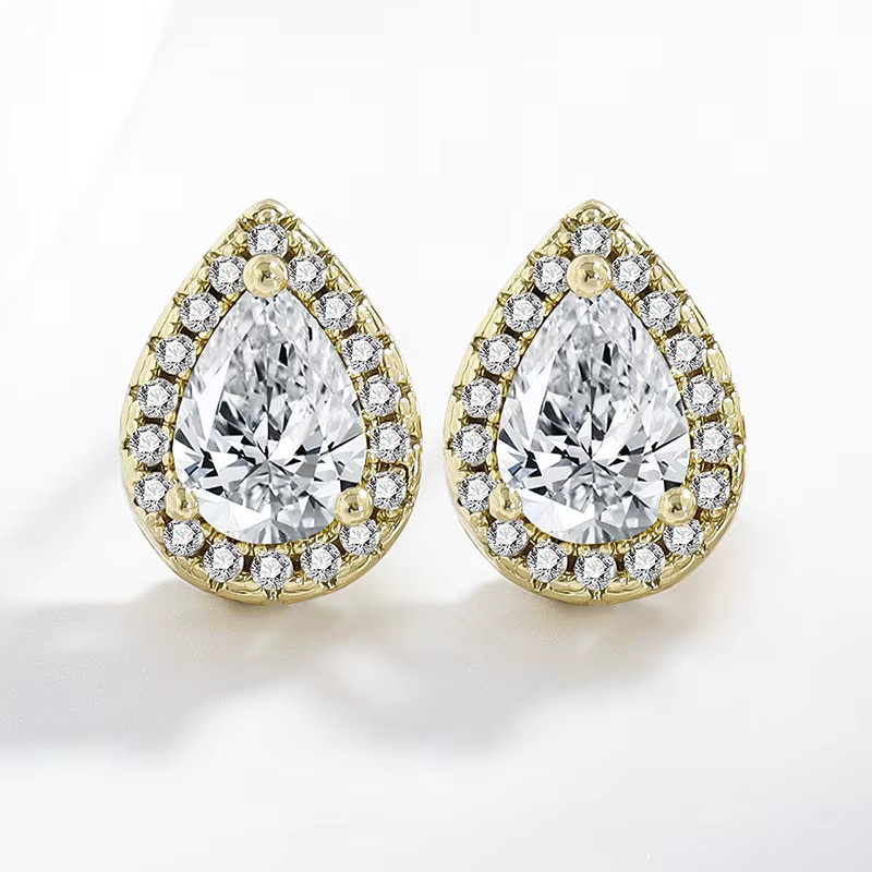 suyixian Ohrringe 925 Silber, Goldfarben, Zirkonia, Diamant, Damen - Bild 1