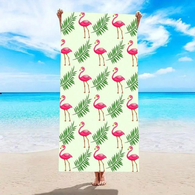 Flamingo Palmenblatt Strandtuch von JMG Household Supplies, schnelltrocknend und atmungsaktiv, Multicolour, Breite: 40 cm, Höhe: 60 cm - Bild 1