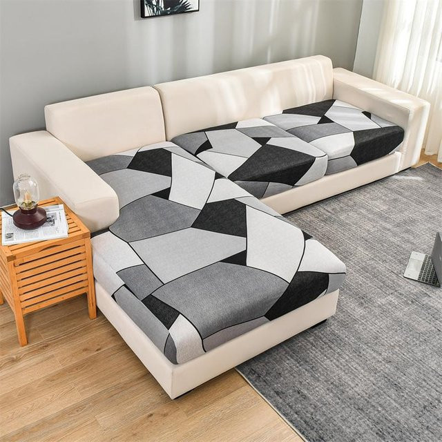 Yiran bag Elastischer Sofa-Sitzkissenbezug mit Blumendruck in Grau, Waschbarer Stretch-Schonbezug für Sessel und Sofas - Bild 1