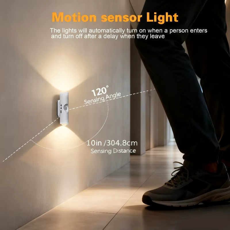 ZTree LED-Wandleuchte mit Bewegungsmelder in Weiß, USB wiederaufladbares Nachtlicht für Schlafzimmer, Flur, Treppe und Büro - Bild 4