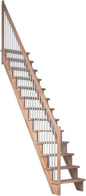 Dolle Raumspartreppe Lyon gerade aus Buche mit Metallgeländer in Braun, Höhe: 286 cm, Breite: 65 cm - Bild 1