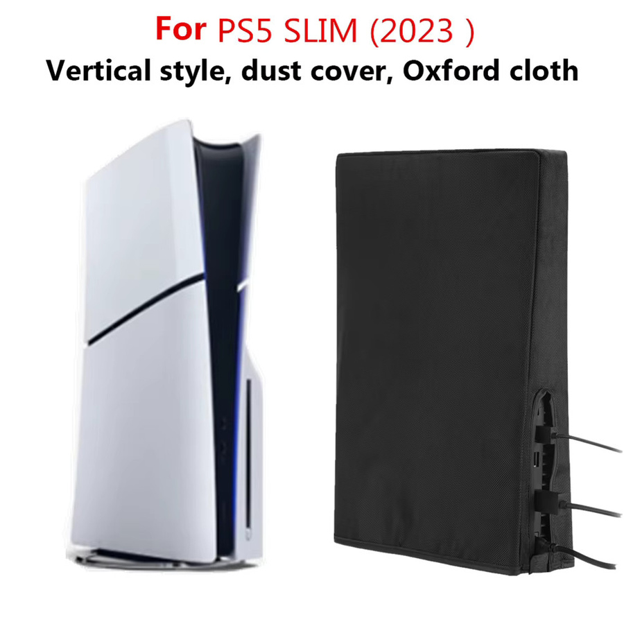 ALLOYSEED Staubschutzhülle aus 1680D Oxford-Gewebe für PlayStation 5 Slim, kratzfest, vertikal oder horizontal nutzbar, Grau/Schwarz - Bild 2