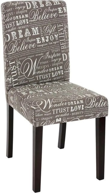 MCW Esszimmerstuhl Littau 2er-Set aus Textil mit Schriftzug in Grau und dunklen Beinen - Bild 2