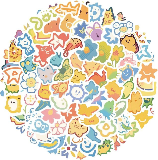 100 Stück Wasserdichte Cartoon Aufkleber mit bunten Tier-Motiven im Ins-Stil von BulingBulingStickers Shop, Mehrfarbig - Bild 1