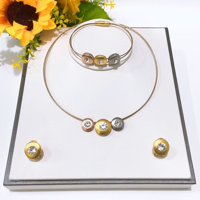 Yulaili Schmuck-Set Halskette, Armband, Ohrringe, Kristall, Bunt, Damen - Bild 1