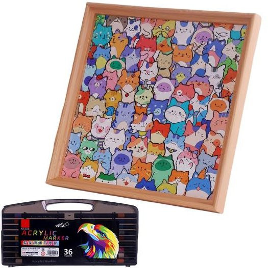 Vogue Wardrobe DIY Holz Katze Ausmalpuzzle, Bastelset, 2-in-1 - Bild 1