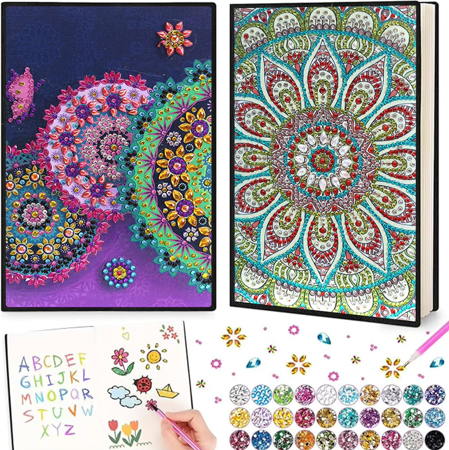 DIY-Diamant Kunst-Notizbuch mit Mandala-Muster, Hardcover, A5, Mehrfarbig - Bild 4