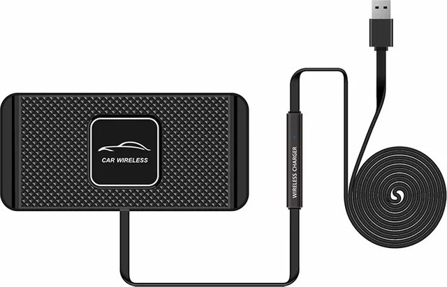 TIMESS Wireless Auto-Ladegerät aus Silikon in Schwarz, rutschfestes Schnelllade-Pad für iPhone und Samsung Smartphones - Bild 1
