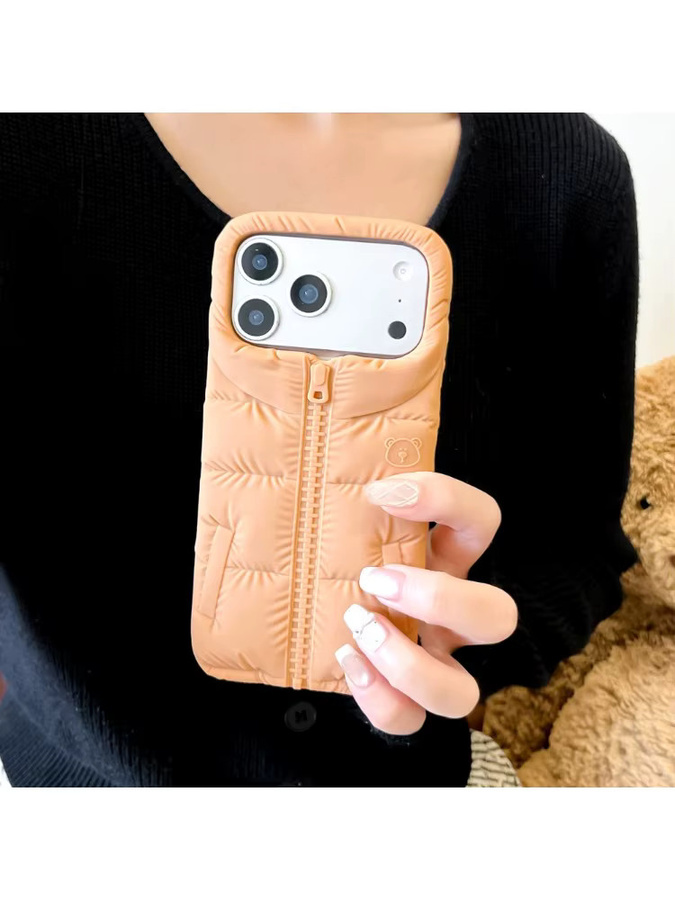 Kawaii Bären-Handyhülle im Pufferjacken-Design für Apple iPhone 17 Pro Max 16 15 14 13 12 in Pink - Bild 5