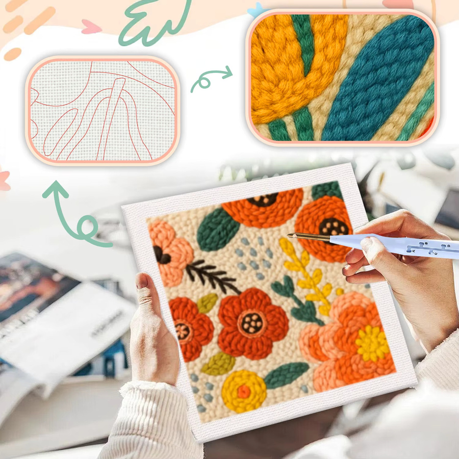 RUOPOTY Stanznadel-Set mit Blumenmuster für DIY-Stickerei und Basteln - Bild 1