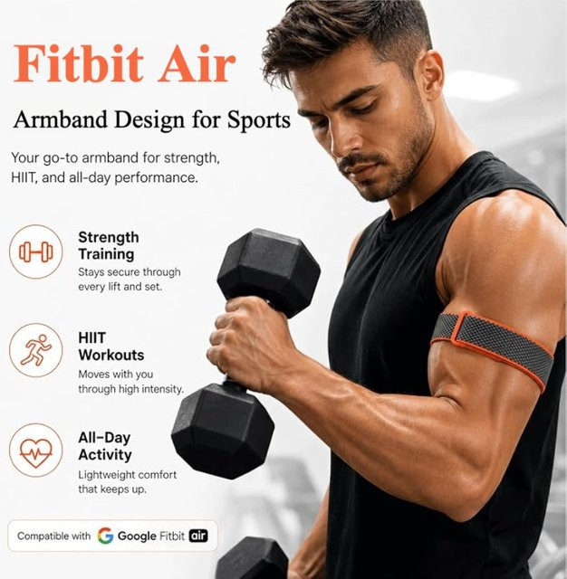 Google Fitbit Air Bicep Armband, Nylon, Schwarz, Unisex - Bild 1