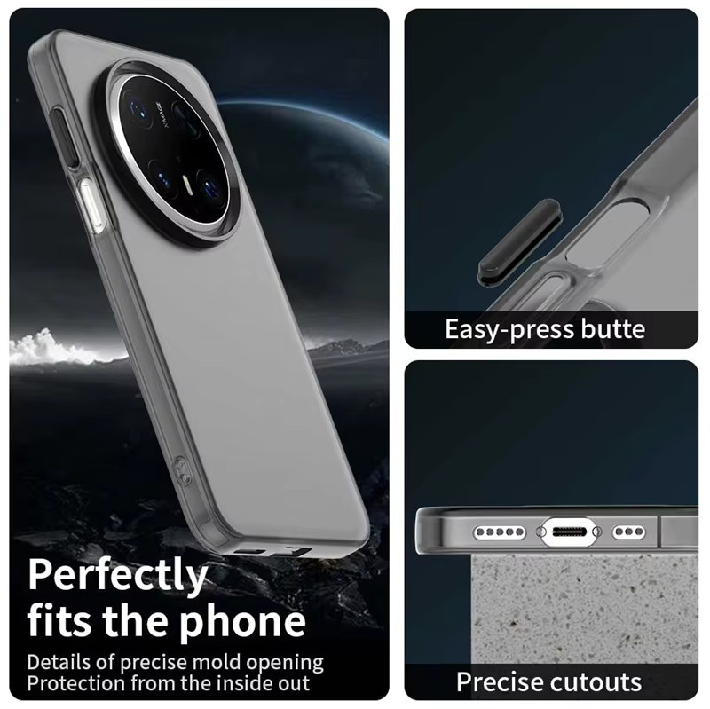 Transparente Matte Schutzhülle mit Abdeckung für Huawei Mate 70 Pro in Schwarz und Transparent - Bild 4
