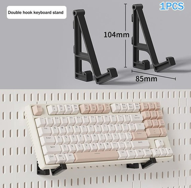 Binchi Outdoor Product Verstellbare Tastatur-Wandhalterungen als platzsparende Schreibtisch-Organizer-Halterungen für mechanische Tastaturen in Schwarz oder Weiß - Bild 1