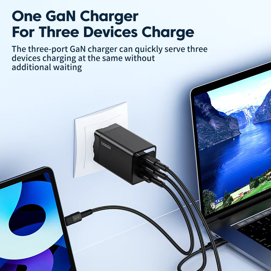 Toocki 67W USB-C Schnellladegerät mit PD 3.0 und QC 4.0 in Schwarz - Bild 3