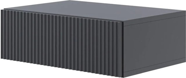 Selsey Nachttisch Veldio hängend mit Rillenfront in Schwarz, Breite: 50 cm - Bild 1