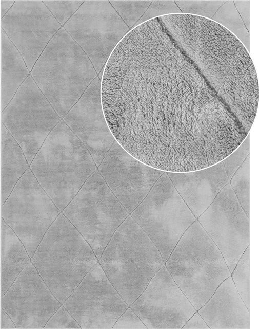 Waschbarer Teppich Utah in Grau mit Rautenmuster, B/T: 80 x 150 cm - Bild 1