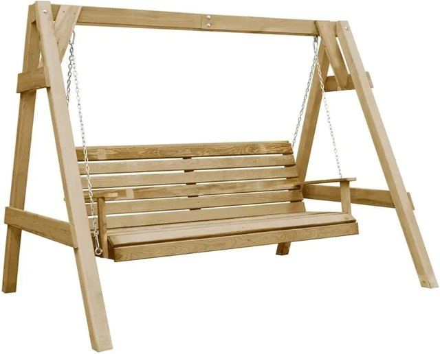 vidaXL Schaukelbank aus imprägniertem Kiefernholz in Braun, B/T/H: 205 x 55 x 157 cm - Bild 1