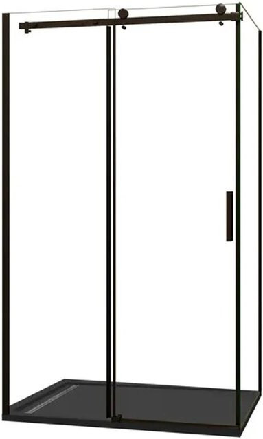 Duschparadies Duschkabine mit Schiebetür und Seitenwand, Schwarz, B/T/H: 120 x 80 x 200 cm, 8mm ESG Nano Glas - Bild 1