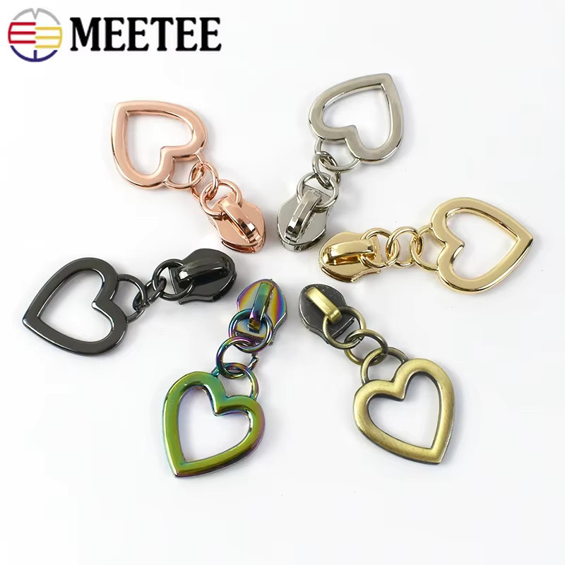 Meetee Herz-Reißverschluss-Schieber aus Metall in Gold und Multicolour als Ersatz-Reparatur-Set für Nylon-Reißverschlüsse, Geldbörsen und Handtaschen für dein DIY-Bastelprojekt - Bild 2