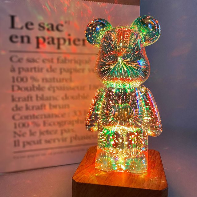 PARKSON LED-Feuerwerkslampen 3D-Bären-Nachtlicht mit USB-Anschluss, dimmbarer Projektor in Multicolour für Schlafzimmer und Tischdekoration - Bild 1