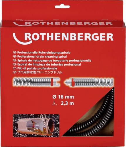 Rothenberger Rohrreinigungsspirale SMK aus Stahl, Länge: 230 cm, Durchmesser: 16 mm, Drahtdurchmesser: 3 mm - Bild 1