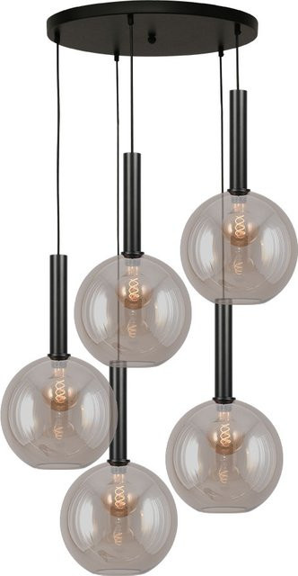 Masterlight Bella 2 Pendelleuchte 5-flammig rund in Gold und Schwarz matt mit Glas in Fumé - Bild 1