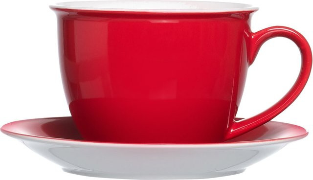 Ritzenhoff & Breker Milchkaffee Tasse Doppio mit Untertasse, Rot, 350 ml - Bild 1